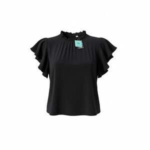 NWT Aifer Black Women's flutter Sleeve Blouse size XL